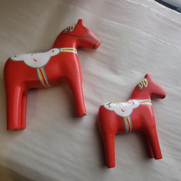 Swedish wooden horses. Set of 2. Hand painted. Deco. - Picture 1 of 7